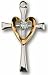 925 Genuine Sterling Silver Cross Heart Girl's Ladies Crystals 2 Tone Necklace Pendant w/Chain Christian Catholic Ladies New