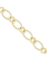 14k Gold & Oval Circles Fancy Springlock Bracelet 7.25"