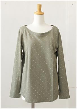 (サンバレー) SUNVALLEYヘンプコットンドット柄長袖カットソー