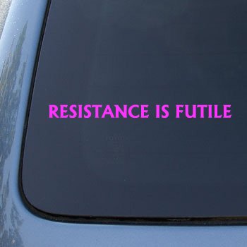  RESISTANCE IS FUTILE Borg Star Trek Decal Sticker #1636 | Vinyl Color: Pink
