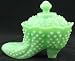 Jade Jadeite Glass Hobnail Covered Shoe Dish