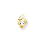14k April Birthstone Heart Charm
