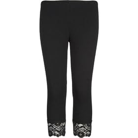 FULL TILT Womens Lace Bottom Capri Leggings   Black