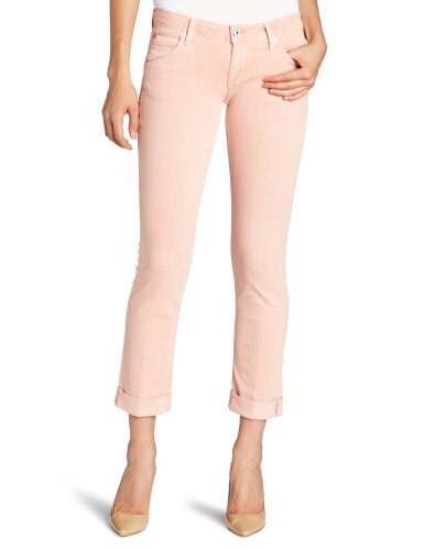 Hudson Women's Bacara Cuffed Crop In Peach Stripe Jean Hudson Women's Bacara Cuffed Crop In Peach Stripe Jean