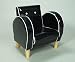 Giftmark 6710BK Upholstered Retro Chair Black with White Piping