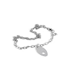 14k White Gold Solid Oval Flat Open Cable Chain Anklet