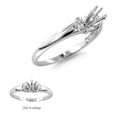0.12 CT BAGUETTE CUT DIAMOND ENGAGEMENT STYLE RING SETTING MADE IN 18K WHITE GOLD