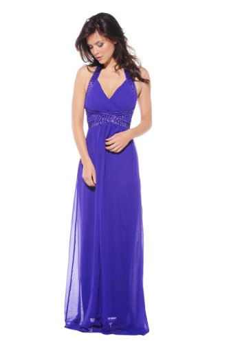 AX Paris Halter Neck Embellished Maxi Purple Dress