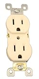 Leviton 5320-ST 15 Amp, 125 Volt, Duplex Receptacle, Residential Grade, Self-Grounding, Light Almond