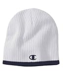 Champion Brand Knit Beanie Hat with C Logo - White