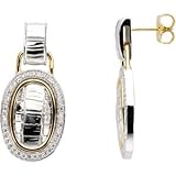 Sterling Silver and 14K Yellow Gold Diamond Earrings