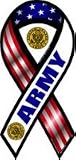 2-in-1 Red, White, and Blue Army 8" Ribbon Car Magnet