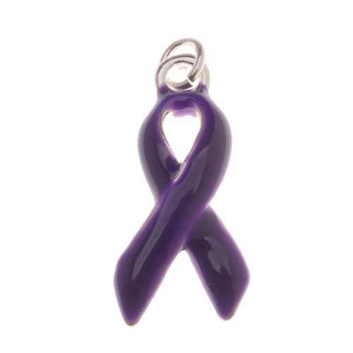Silver Plated Purple Enamel Awareness Ribbon 