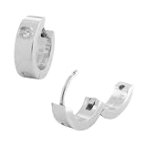 Inox Jewelry Stainless Steel Huggies with a CZ Earrings