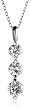 Sterling Silver Cubic Zirconia 3-Stone Pendant, 18"
