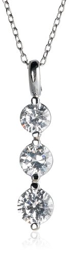 Sterling Silver Cubic Zirconia 3-Stone Pendant, 18