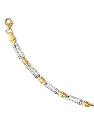 14k rhodium plated yellow gold Leslies with Diamond cut Bracelet