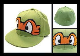  TMNT Teenage Mutant Ninja Turtles - Michelangelo Face Logo Flatbill Flex Fit Hat Cap