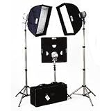JTL TL-1500 Everlight Softbox Kit with Three Everlight Quartz Units, Softboxes, Stands & Case