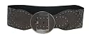 Leopard Print Studded Stretch Waist Dress Belt with Round Suede Trim Buckle