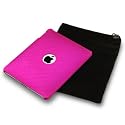 APPLE IPAD 3 PC EXECUTIVE ACCESSORY PACK - HOT PINK ETCHED SCALE  PATTERN HYBRID CASE, SCREEN PROTECTOR, BLACK POUCH PART OF THE QUBITS  ACCESSORIES RANGE