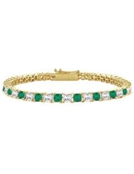 Emerald and Diamond Tennis Bracelet 14K Yellow Gold - 5.00 CT TGW