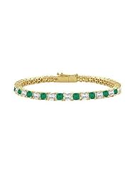 18K Yellow Gold Princess Cut Emerald Diamond Tennis Bracelet 5.00 CT TGW