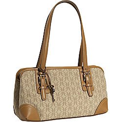 Fossil Signature East West Double Handle Satchel in Taupe