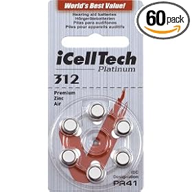 iCellTech Size 312 Hearing Aid Batteries (60 batteries)