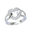 Sterling Silver Rhodium Ring with Clear CZ - Heart - Size: 7-9