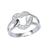 .925 Sterling Silver Heart Promise Ring With Small Cubic Zirconias