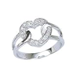 .925 Sterling Silver Heart Promise Ring With Small Cubic Zirconias