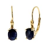 24K Gold Vermeil Genuine Sapphire Lever Back Earrings