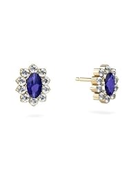 Created Sapphire 14kt Yellow Gold Earrings
