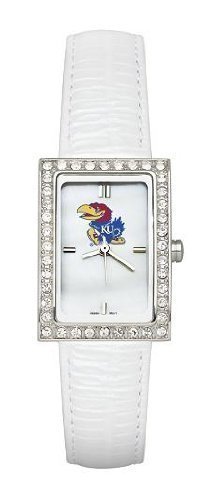 Kansas Jayhawks Ladies Allure Watch White Leather Strap