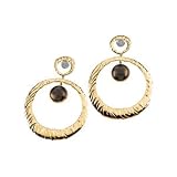 14K Two-Tone Gold Smoky Quartz and Diamond Earrings
