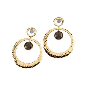 Genuine IceCarats Designer Jewelry Gift 14K Yellow/White Gold Genuine Smoky Quartz & Dia Ear. Pair .04 Ct Tw Genuine Smoky Quartz Earrings Genuine Smoky Quartz & Dia Ear In 14K Yellow/White Gold