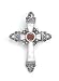 Garnet/Marcasite/Mother of Pearl Sterling Silver Pendant, 2 in Cross