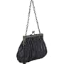 Small Clutch, Satin Pleaded, Meatal Vintage Look Frame, Evening Bag - Alejandra (N 2013) (Navy)
