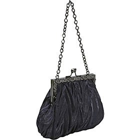 Small Clutch, Satin Pleaded, Meatal Vintage Look Frame, Evening Bag - Alejandra (N 2013)