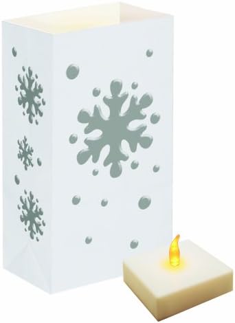 LumabaseBattery Operated Luminaria Kit with Timer, Snowflake - Set of 6
