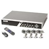 Q-See 4 Channel H.264 Pentaplex Network DVR with CIF Realtime Recording on Each Channel + 250 GB Hard Drive and 4 Color CCD Night Vision Camera Kits