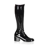 2 1/2 Sexy Knee High Boot Block Heel Stretch Patent Boot Black White