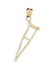 14K Yellow Gold 3-D Crutch Pendant