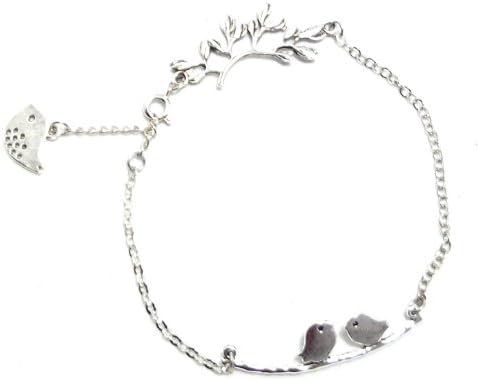 Original A-006 Double Birds In Love Design leafs and bird Little bird Strung On Extended Chain Tail Cute Anklet (M size:8.0''-9.0'')
