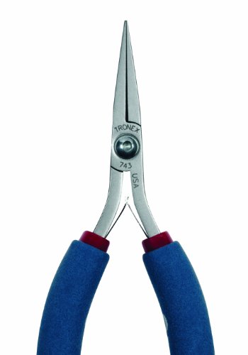 Tronex Model 743 Flat Nose Pliers, Smooth Jaw, Jaw Same Height - Long, Ergonomic Handles