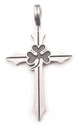 Irish Clover Celtic Cross Real Pewter Pendant Necklace