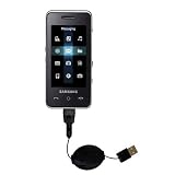 Retractable USB Cable for the Samsung SGH-F490 with Power Hot Sync and Charge capabilities - Gomadic Brand w/ TipExchange Technology