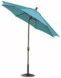 Outdoor Living : 11' Auto-tilt Umbrella Woodgrain Aruba Sunbrella