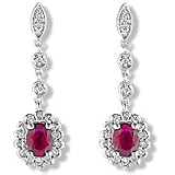 Image of 18 carat White Gold 0.84 carat Ruby and 0.26 carat Fine Diamond cluster claw-set studded drop earrings